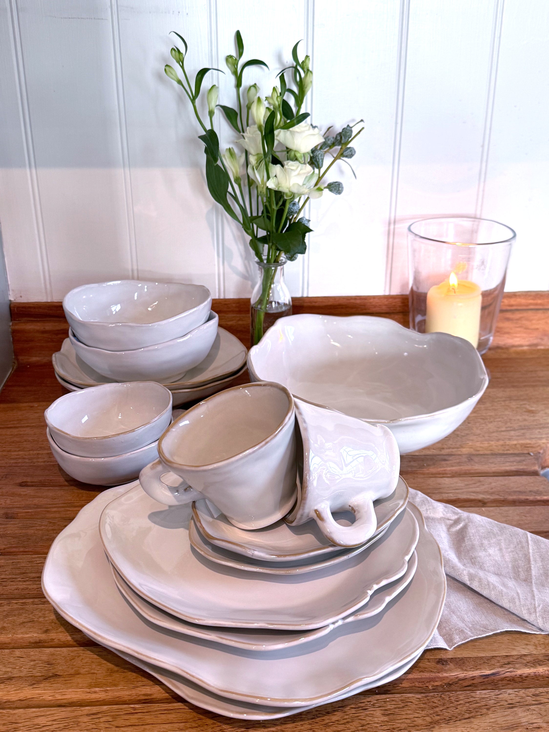 Eden Ceramic Dinnerware Set  - Oyster White (Set of 6) image 4