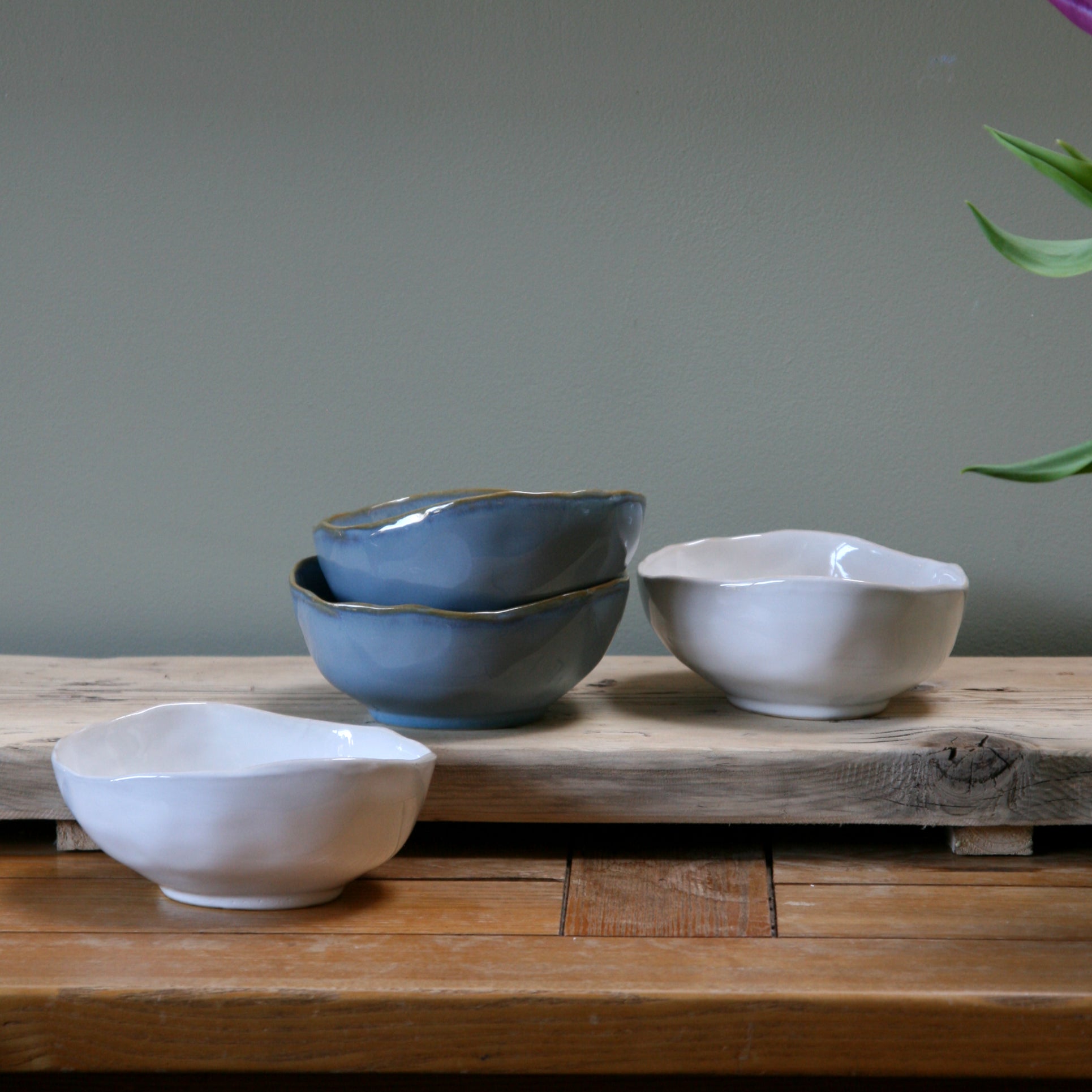 Ceramic Cereal Bowl Set of 2 - Ocean Blue image 1