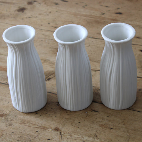 Bud Vase Set of 3 Matte White - Ribbed image 1