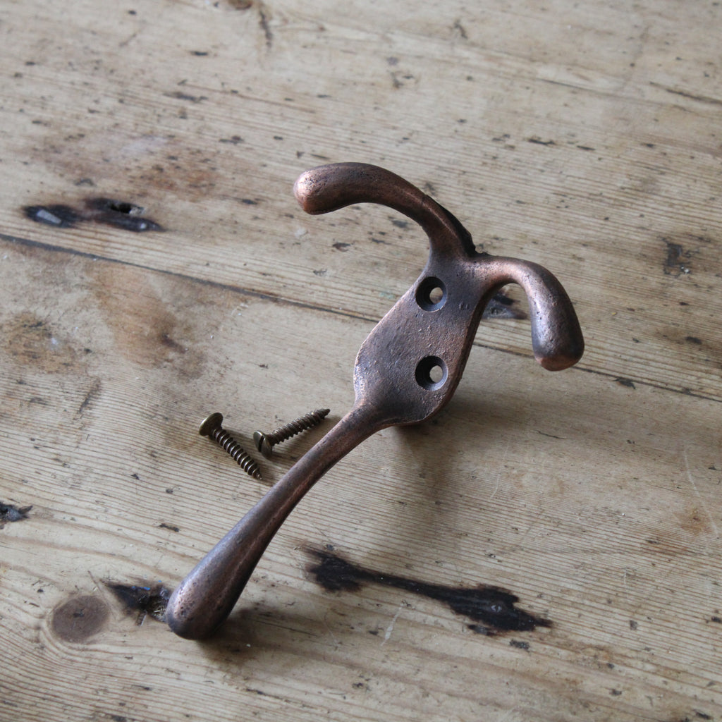 Coat Hook Cast Iron Antique Copper image 0