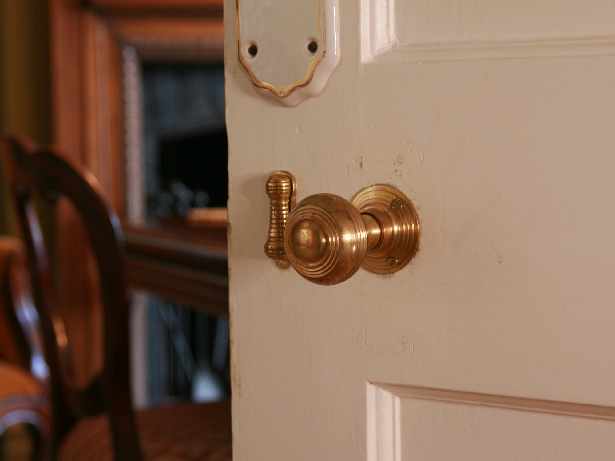 Brass Door Knob Beehive Ribbed image 1