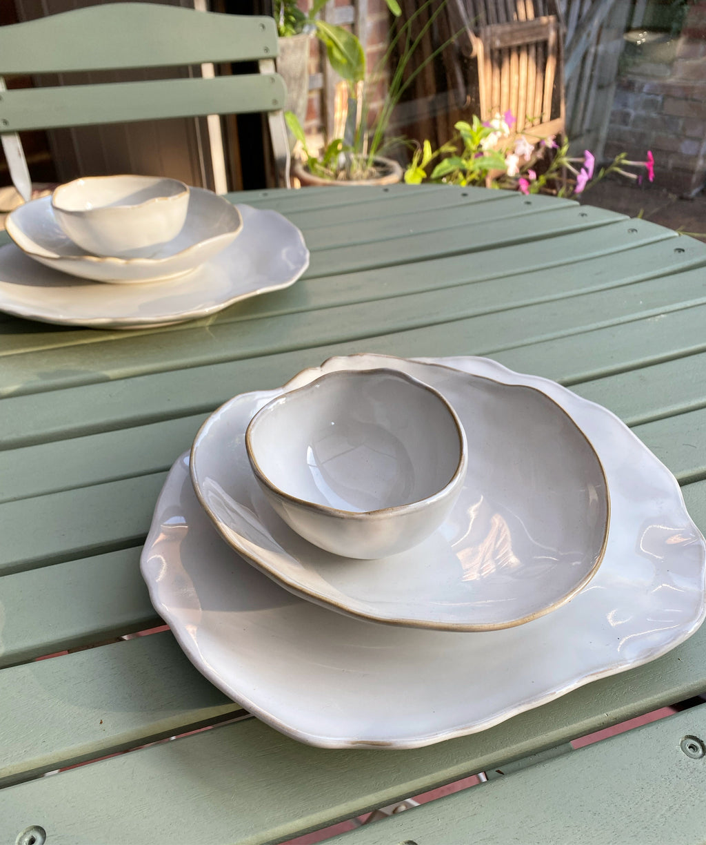 Eden Ceramic Dinnerware Set  - Oyster White (Set of 6) image 0