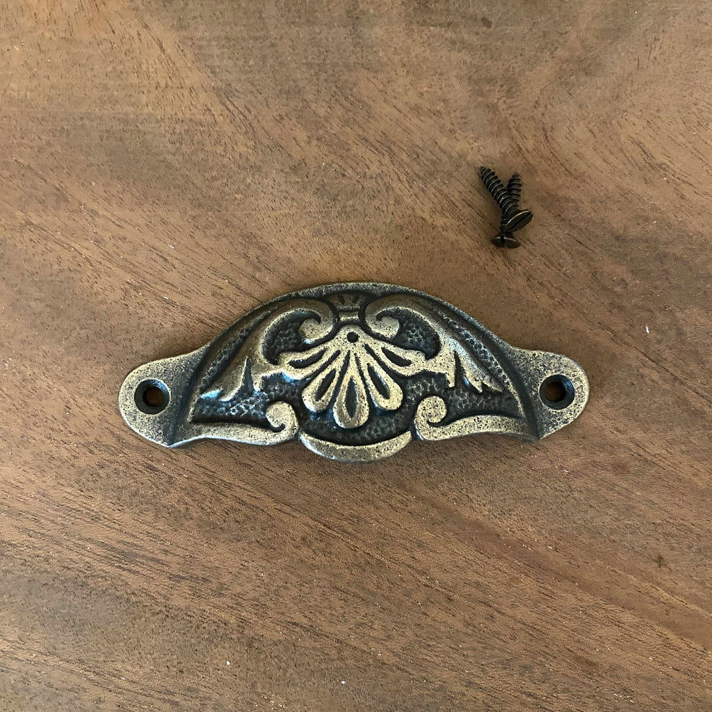 Cup Handle Drawer Pull Antique Brass image 0