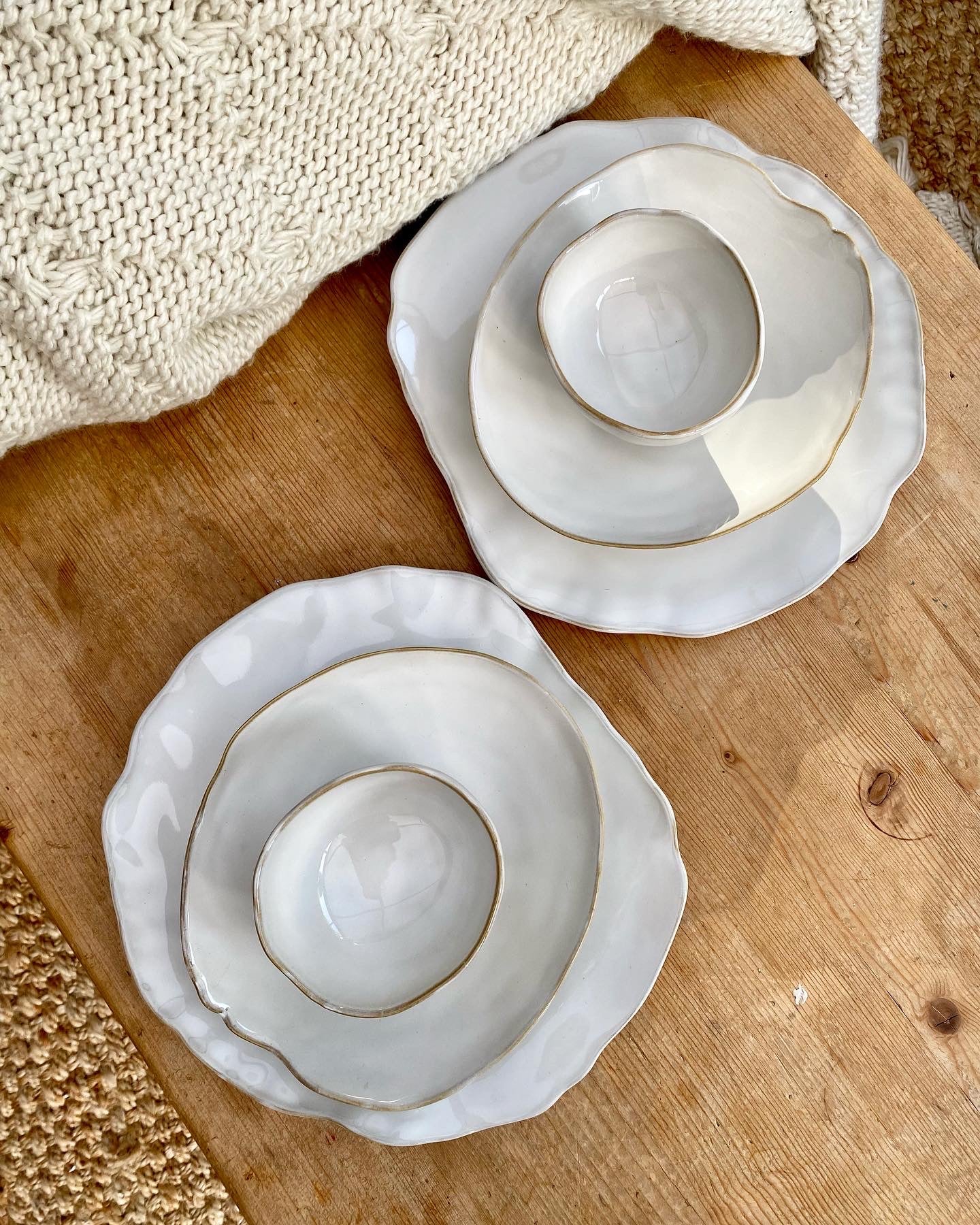 Eden Ceramic Dinnerware Set  - Oyster White (Set of 6) image 2