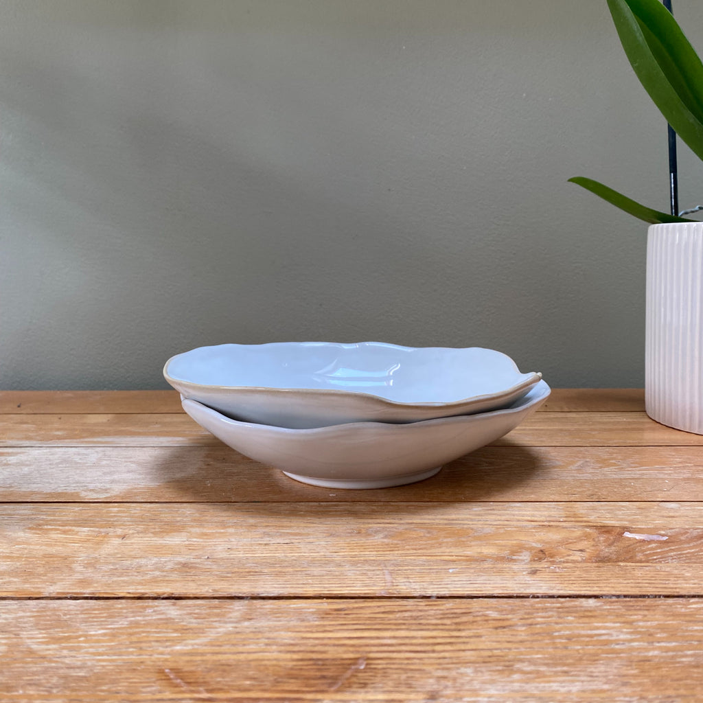 Eden Ceramic Shallow Bowl Set of 2 - Oyster White image 2