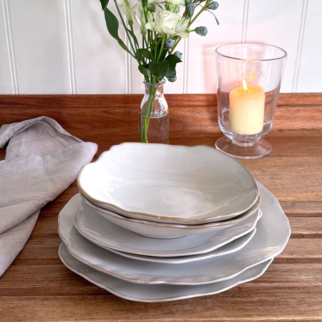 Eden Ceramic Shallow Bowl Set of 2 - Oyster White image 5