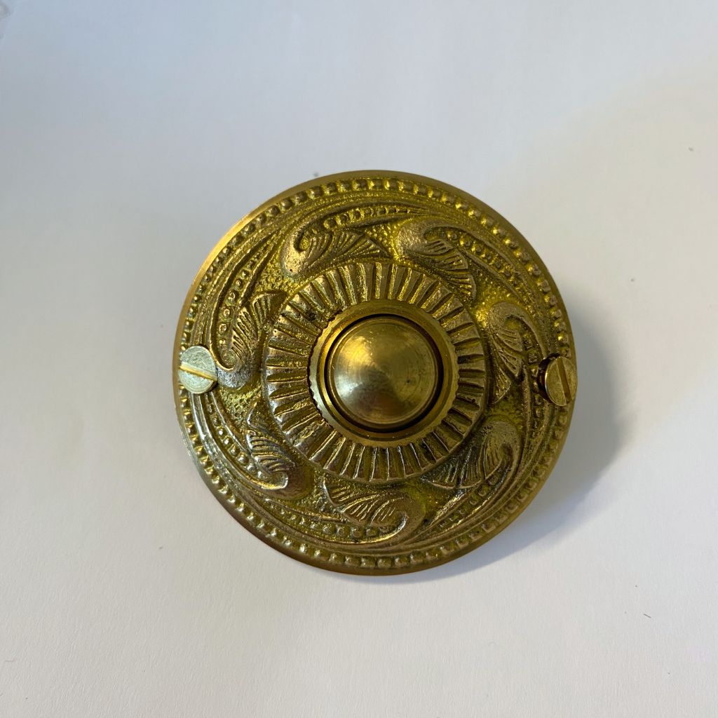 Round Ornate Door Bell Brass