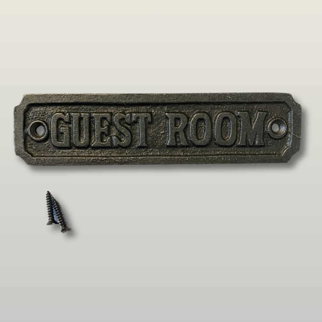 Guest Room Door Plaque Antique Iron