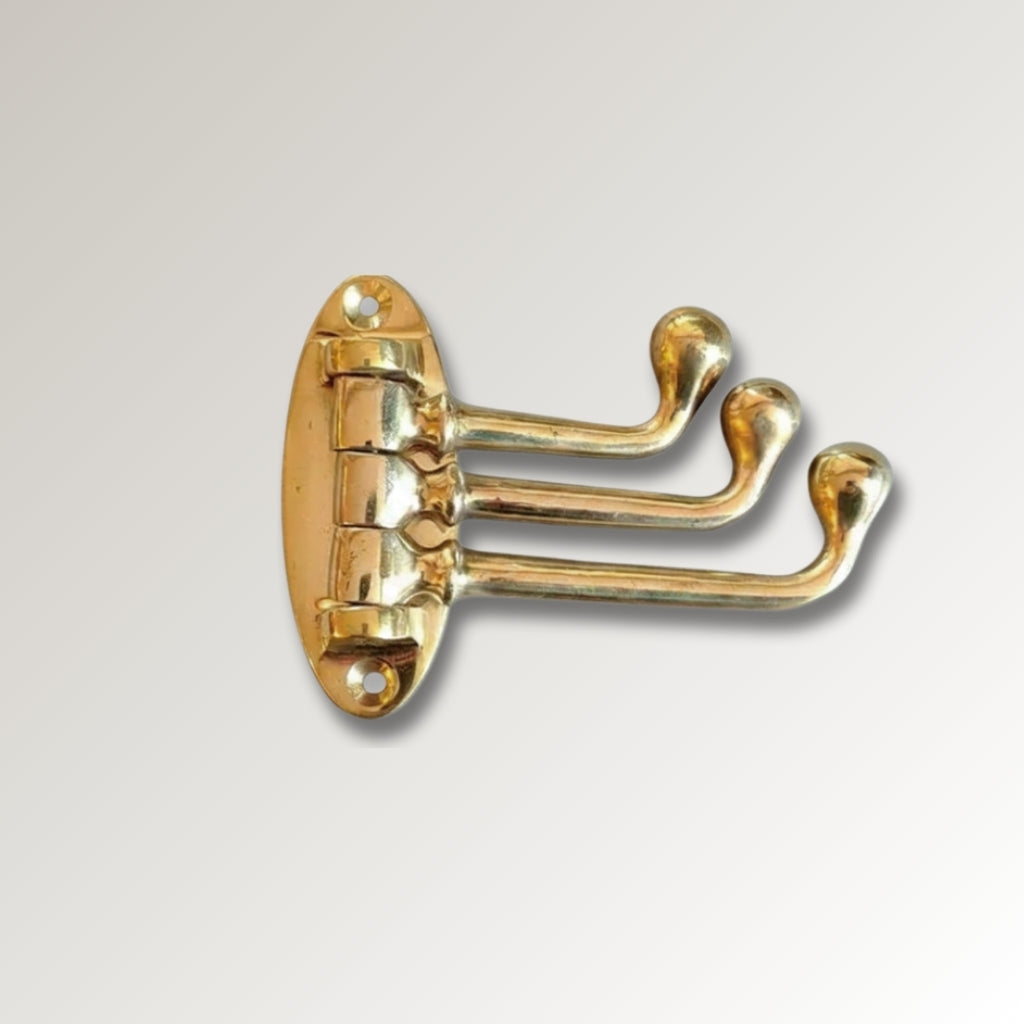 Solid Brass Victorian Triple Swivel Wall Hook