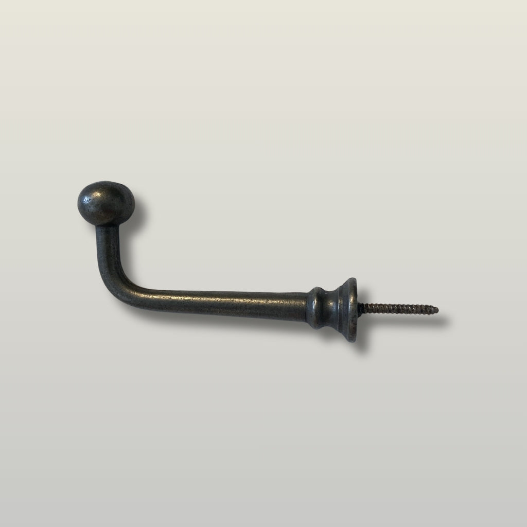 Antique Iron Ball End Hat & Coat Hook - Screw-In