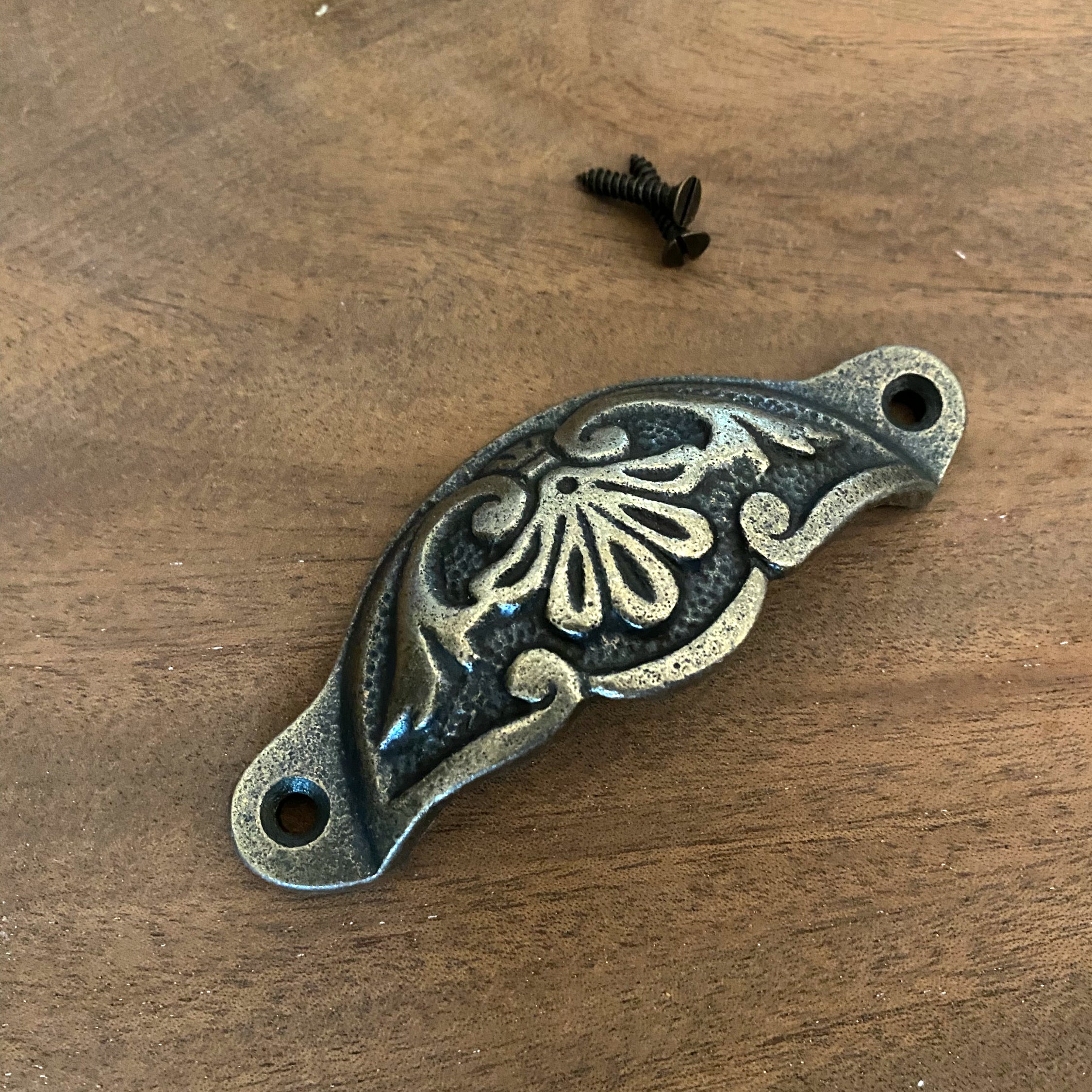 Cup Handle Drawer Pull Antique Brass image 2