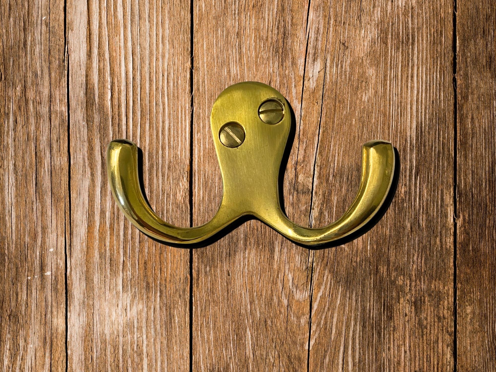 2 Prong Robe Hook Polished Brass image 2