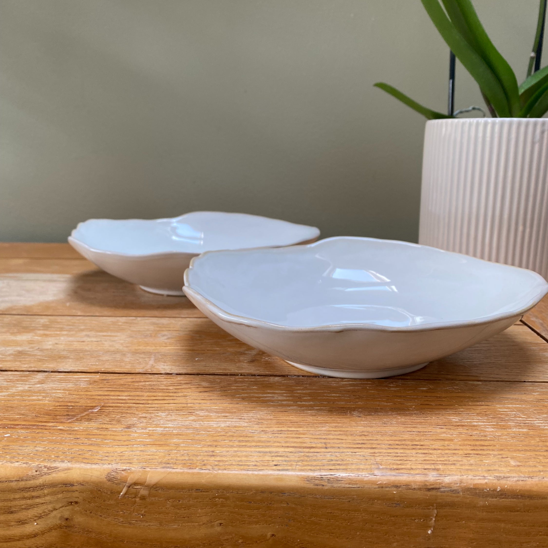 Eden Ceramic Shallow Bowl Set of 2 - Oyster White image 1