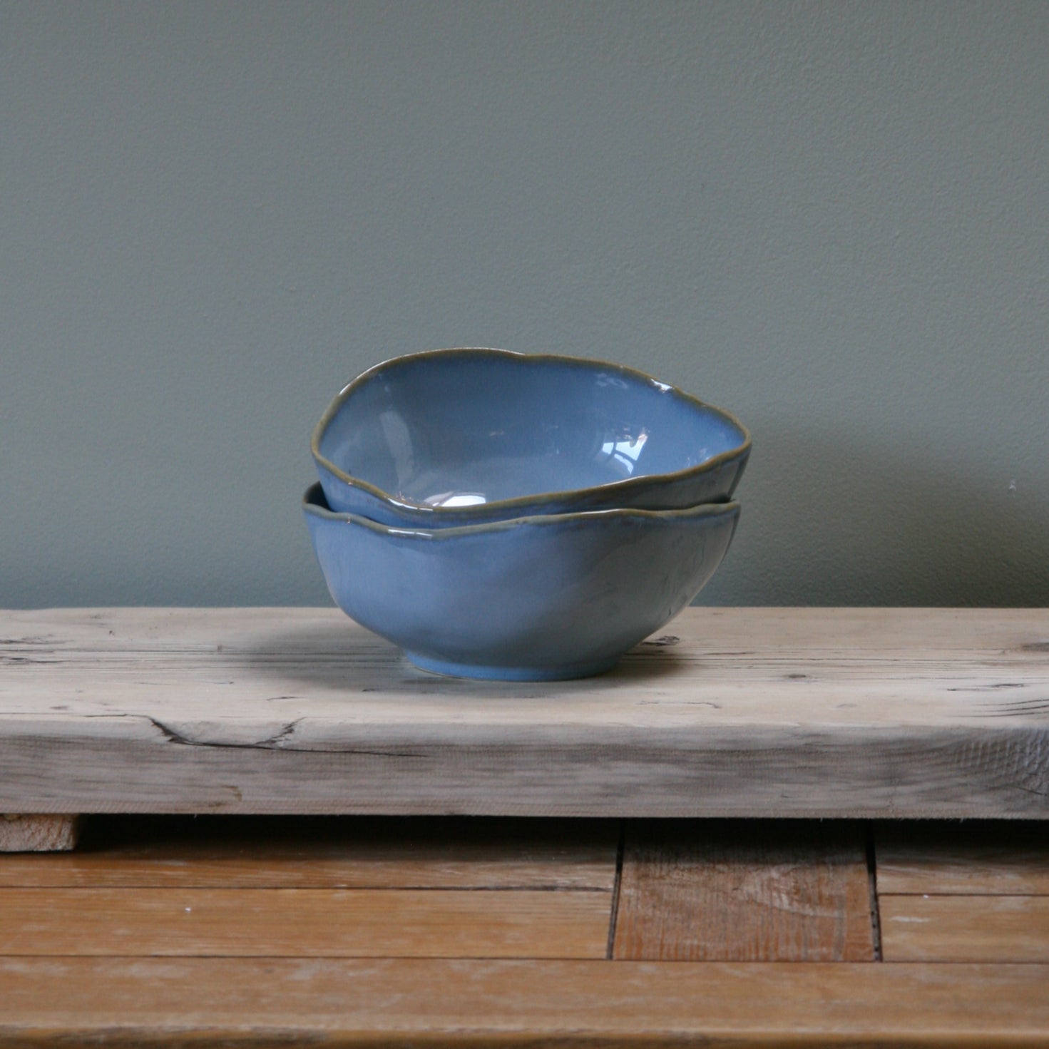 Ceramic Cereal Bowl Set of 2 - Ocean Blue image 0