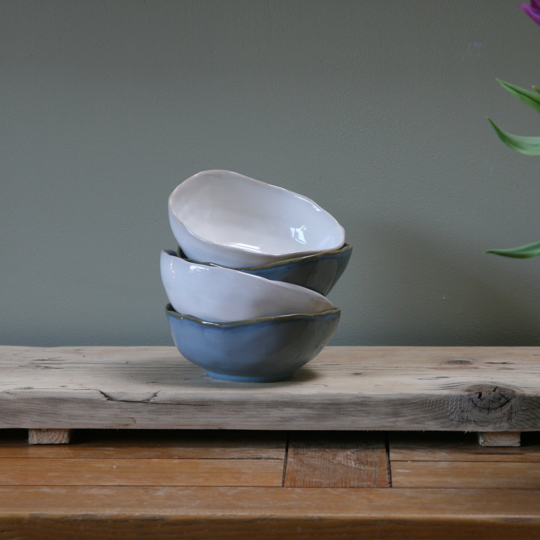Ceramic Cereal Bowl Set of 2 - Ocean Blue image 2