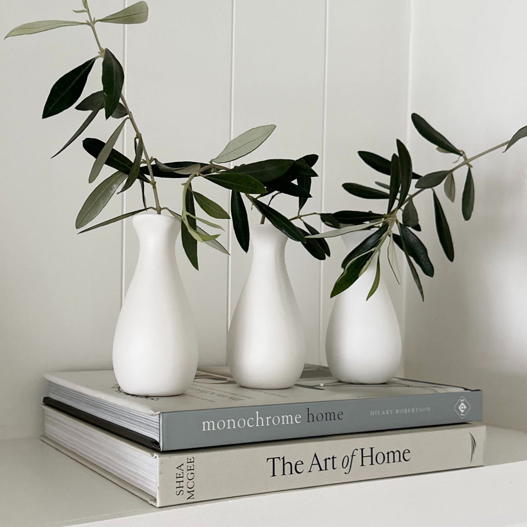 Bud Vase Set of 3 Matte White - Curved image 0