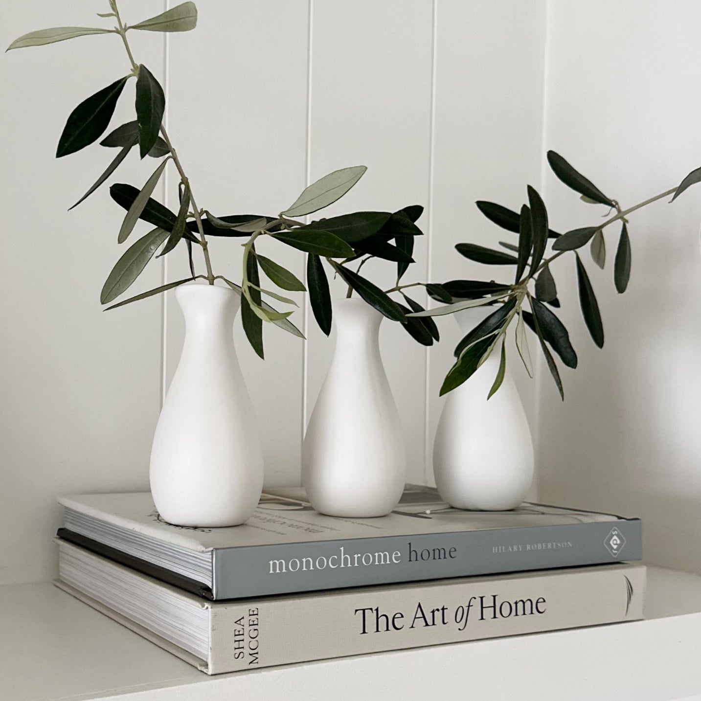 Bud Vase Set of 3 Matte White - Curved image 0
