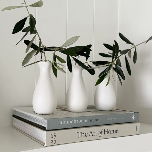 Bud Vase Set of 3 Matte White - Curved image 0