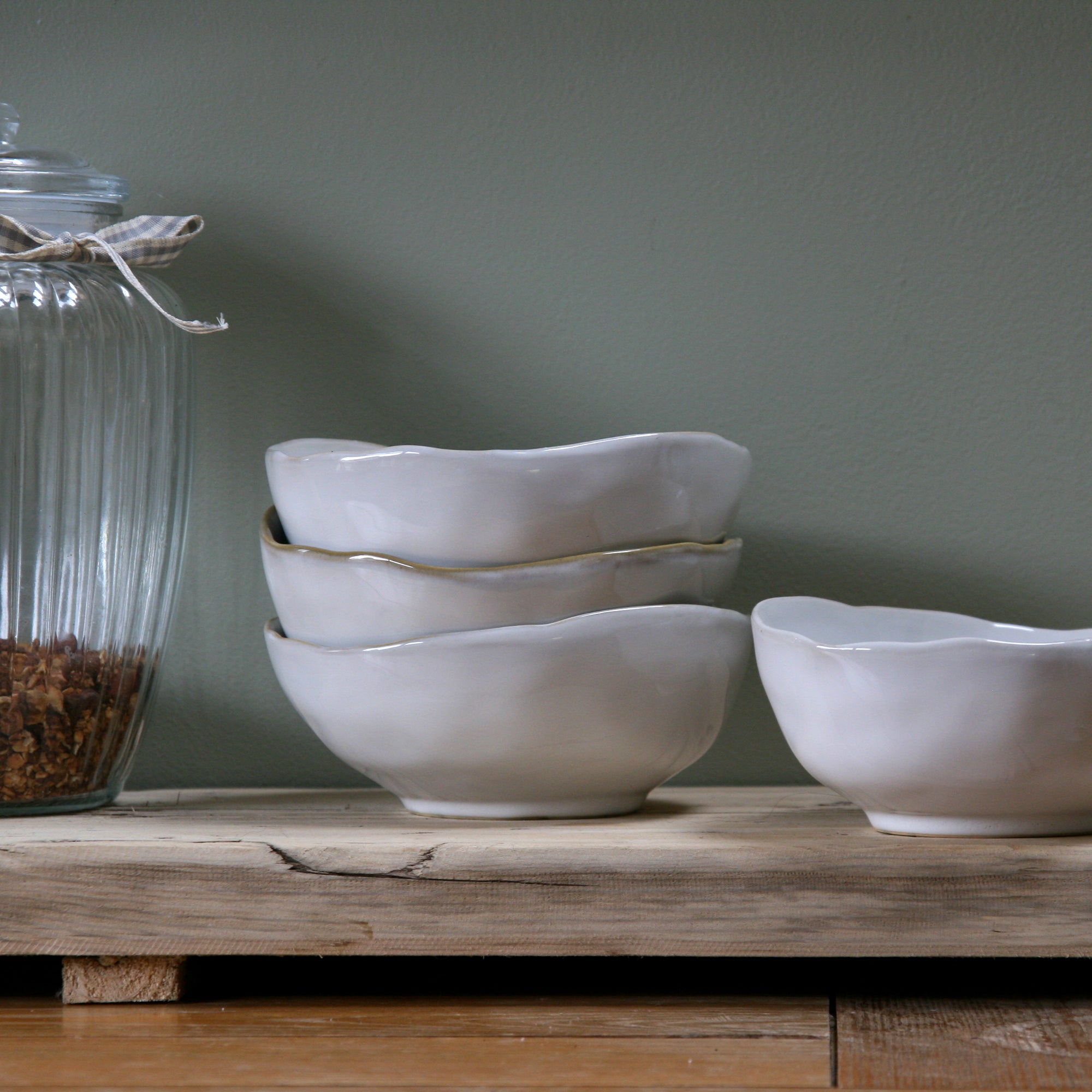 Eden Ceramic Cereal Bowl Set of 2 - Oyster White image 1
