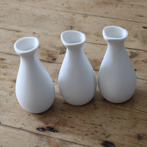 Bud Vase Set of 3 Matte White - Curved image 1